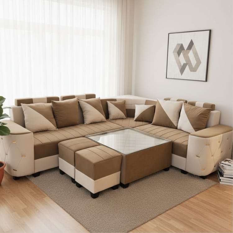 Chocolate and White Touch Large Designer Sofa Set